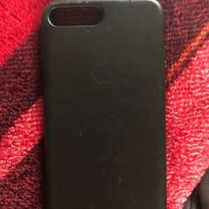 Black leather apple iphone 8 plus case